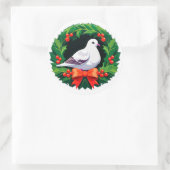輝く鳥のクリスマスリース ラウンドシール (バッグ)