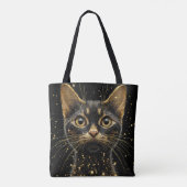 輝く黒猫 ✨🐾 グラマラスなスタイル トートバッグ (裏面)