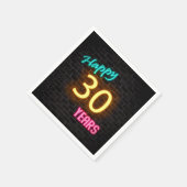 輝く30のネオンサインがレンガの壁に スタンダードカクテルナプキン (角)