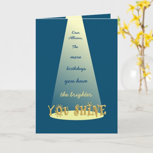 輝く30歳のお誕生日あいさつパーソナライズされたき カード (黄色い花)