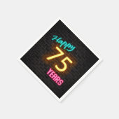 輝く75のネオンサインがレンガの壁に スタンダードカクテルナプキン (角)