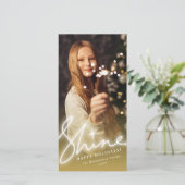 輝く グロー 手書き スクリプト ゴールド オンブレ フォト シーズンカード (スタンド正面)