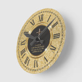 輝く ゴールド エレガントな 牧師 司祭 教会 ラウンド壁時計 (傾斜)