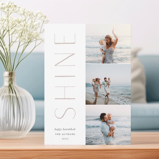 輝く | モダン 3フォトコラージュHanukkah シーズンカード