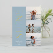 輝く | モダン 3フォトコラージュHanukkah 箔シーズンカード (立ち正面)