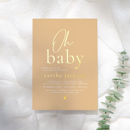 輝くOh Baby グルービーな黄色い花柄のベビーシャワー 箔招待状