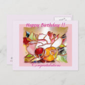 「輝ける花」誕生日グリーティングカード ポストカード (正面/裏面)