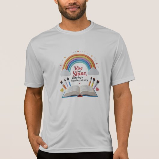 輝け虹色Tシャツ - 創造せよ、学べ Tシャツ (正面)