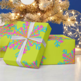 輝はっきりしたく雪カラフルのクリスマモダンス ラッピングペーパー