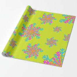 輝はっきりしたく雪カラフルのクリスマモダンス ラッピングペーパー