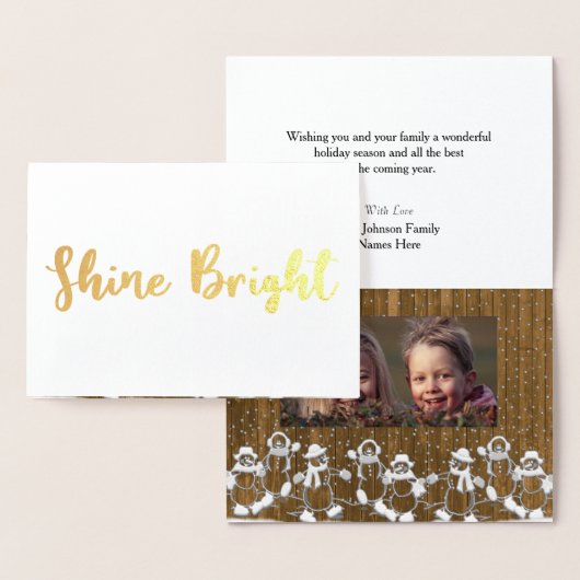 輝やきの明るい雪だるまのクリスマスの写真ホイルカード 箔カード (ディスプレー)