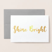 輝やきの明るい雪だるまのクリスマスの写真ホイルカード 箔カード (封筒付き正面)