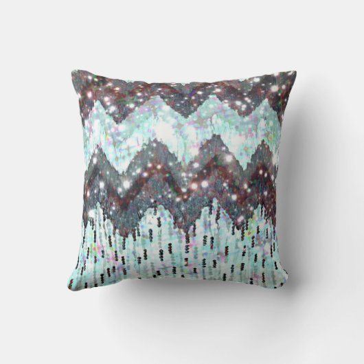 輝やき、冬愛シェブロンの白黒の星 クッション (裏面)