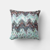 輝やき、冬愛シェブロンの白黒の星 クッション (正面)