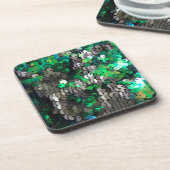 輝エレガントくグラマー緑はディスクのシークアップを楽しむ コースター (左側)