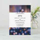 輝エレガントく光は青ぼやけの結婚Inv 招待状 (スタンド正面)