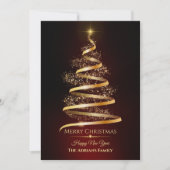 輝エレガントく光を持つ金のクリスマスツリー シーズンカード (正面)