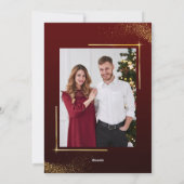 輝エレガントく光を持つ金のクリスマスツリー シーズンカード (裏面)