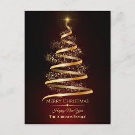 輝エレガントく光を持つ金のクリスマスツリー シーズンポストカード
