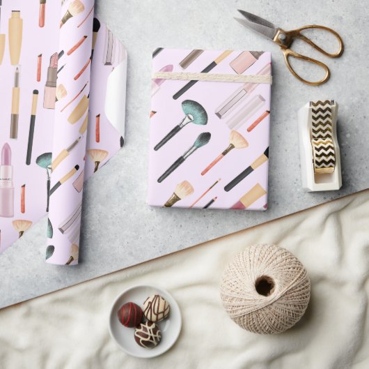 輝エレガントく美しいメイクアップツール ラッピングペーパー (クラフト)