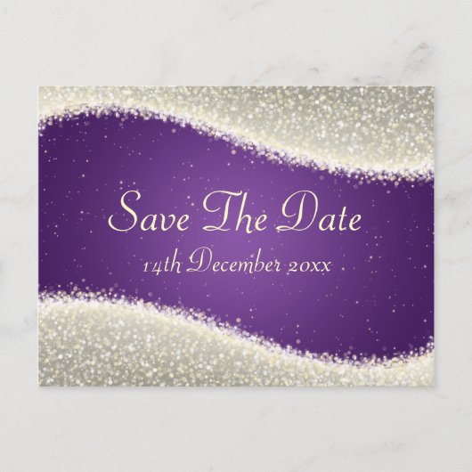 輝エレガントく輝く紫色の日付を保存 案内ポストカード (正面)
