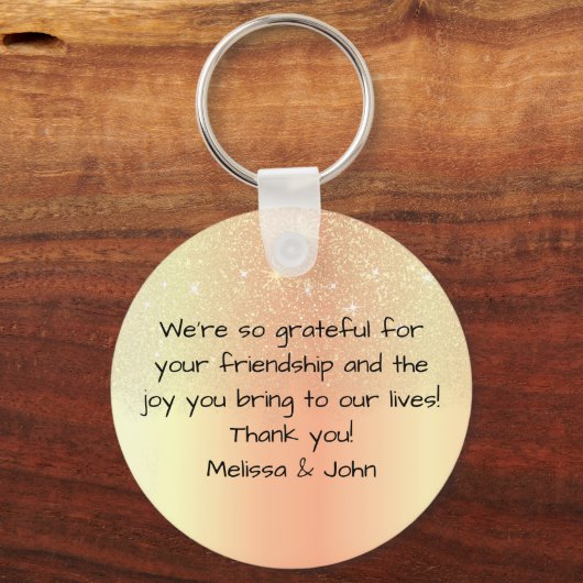 輝エレガントく金ゴールドグラデーショングリッター雨モダン キーホルダー (裏面)