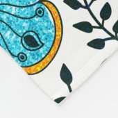 輝カラフルかしいレトロ花蝶と鳥 フリースブランケット (角)