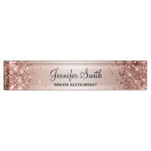 輝ガーリーかしいバラ金ゴールドのグラデーション デスクネームプレート (正面)