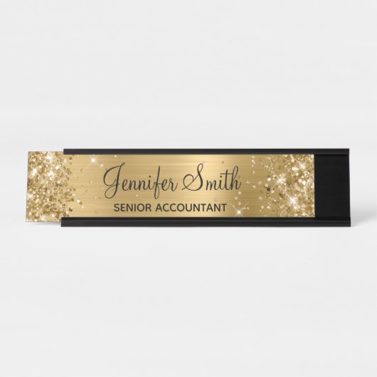 輝ガーリーく金フェイク箔 デスクネームプレート (正面)