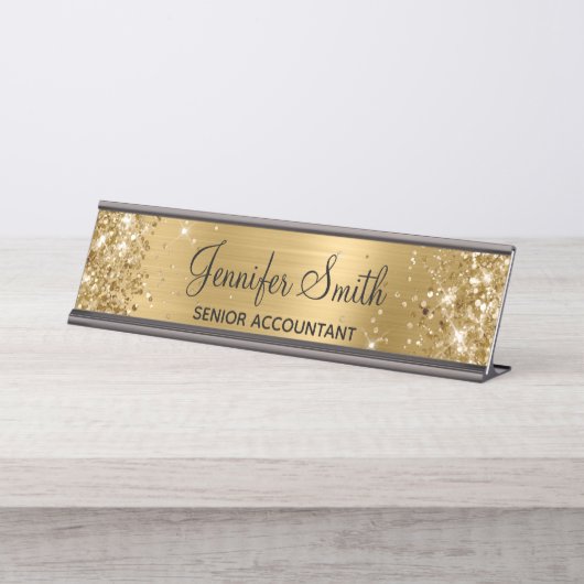 輝ガーリーく金フェイク箔 デスクネームプレート (正面)