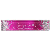 輝ガーリーく銀の熱フェイクいピンクの箔 デスクネームプレート (正面)