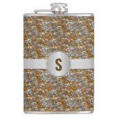 輝パーソナライズされたく装飾銀金ゴールドフラスコ フラスク (正面)