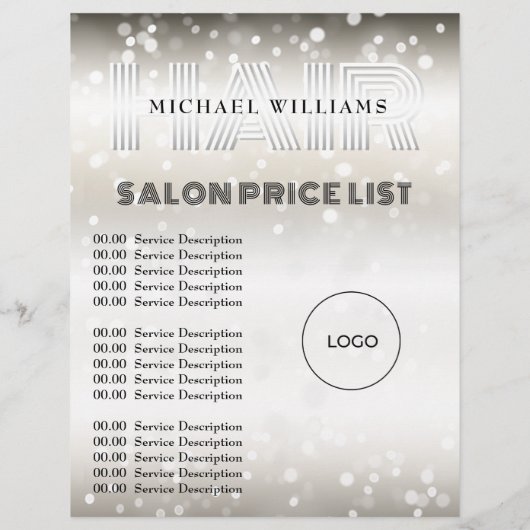 輝フェイクく光沢のある髪のサロン チラシ (裏面)