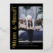 輝メリーく金の箔の写真のエレガントクリスマス 箔シーズンカード (正面)