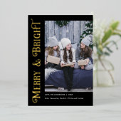 輝メリーく金の箔の写真のエレガントクリスマス 箔シーズンカード (立ち正面)