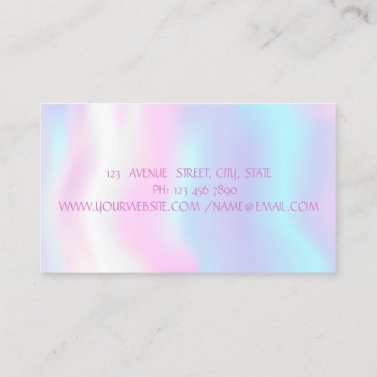 輝モダンかしい唇、メイクアップアーティストのホログラフィック 名刺 (裏面)
