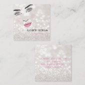 輝モダンかしい《写真》ぼけ味、女の子の顔、メイク&まばたき スクエア名刺 (正面/裏面)