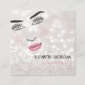 輝モダンかしい《写真》ぼけ味、女の子の顔、メイク&まばたき スクエア名刺 (正面)
