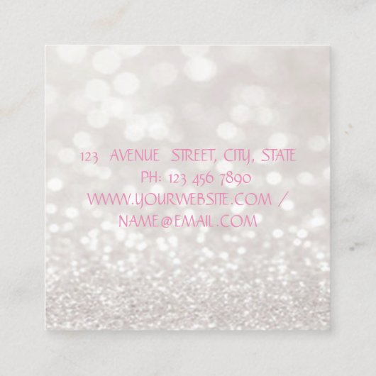 輝モダンかしい《写真》ぼけ味、女の子の顔、メイク&まばたき スクエア名刺 (裏面)