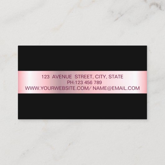 輝モダンき、まばたき、黒いメイクアップアーティスト 名刺 (裏面)