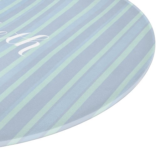 輝モダンパーソナライズされたく青ストライプの カッティングボード (角)