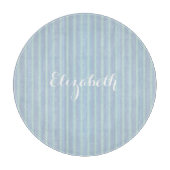 輝モダンパーソナライズされたく青ストライプの カッティングボード (正面)