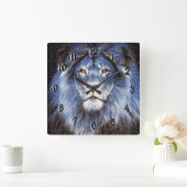 輝威厳のあるく獅子 スクエア壁時計 (ホーム)