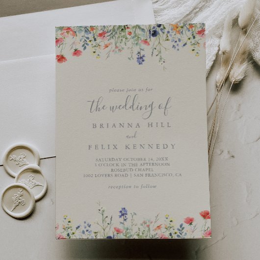 輝数々の色の野結婚花 招待状