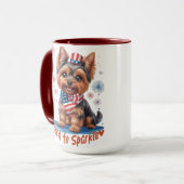 輝生まれきへ – かわいい愛国心ヨークシャーテリア7月4日 マグカップ (正面左)