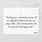 輝生まれきへ – 7月4日かわいいフラットカード ポストカード (裏面)