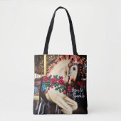 輝生まれく回転木馬馬赤いバラ写真 トートバッグ (正面)