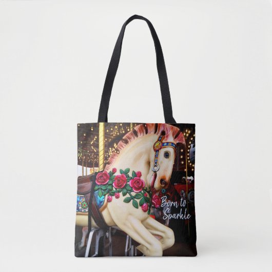 輝生まれく回転木馬馬赤いバラ写真 トートバッグ (正面)