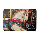 輝生まれく回転木馬馬赤いバラ写真 バスマット (正面)