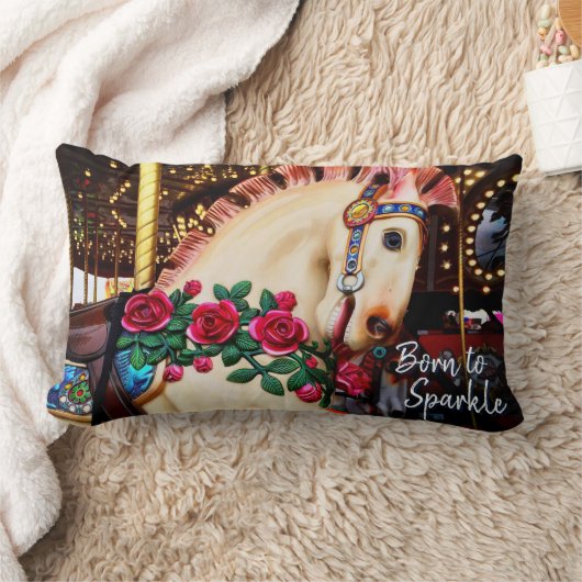 輝生まれく回転木馬馬赤いバラ写真 ランバークッション (ブランケット)